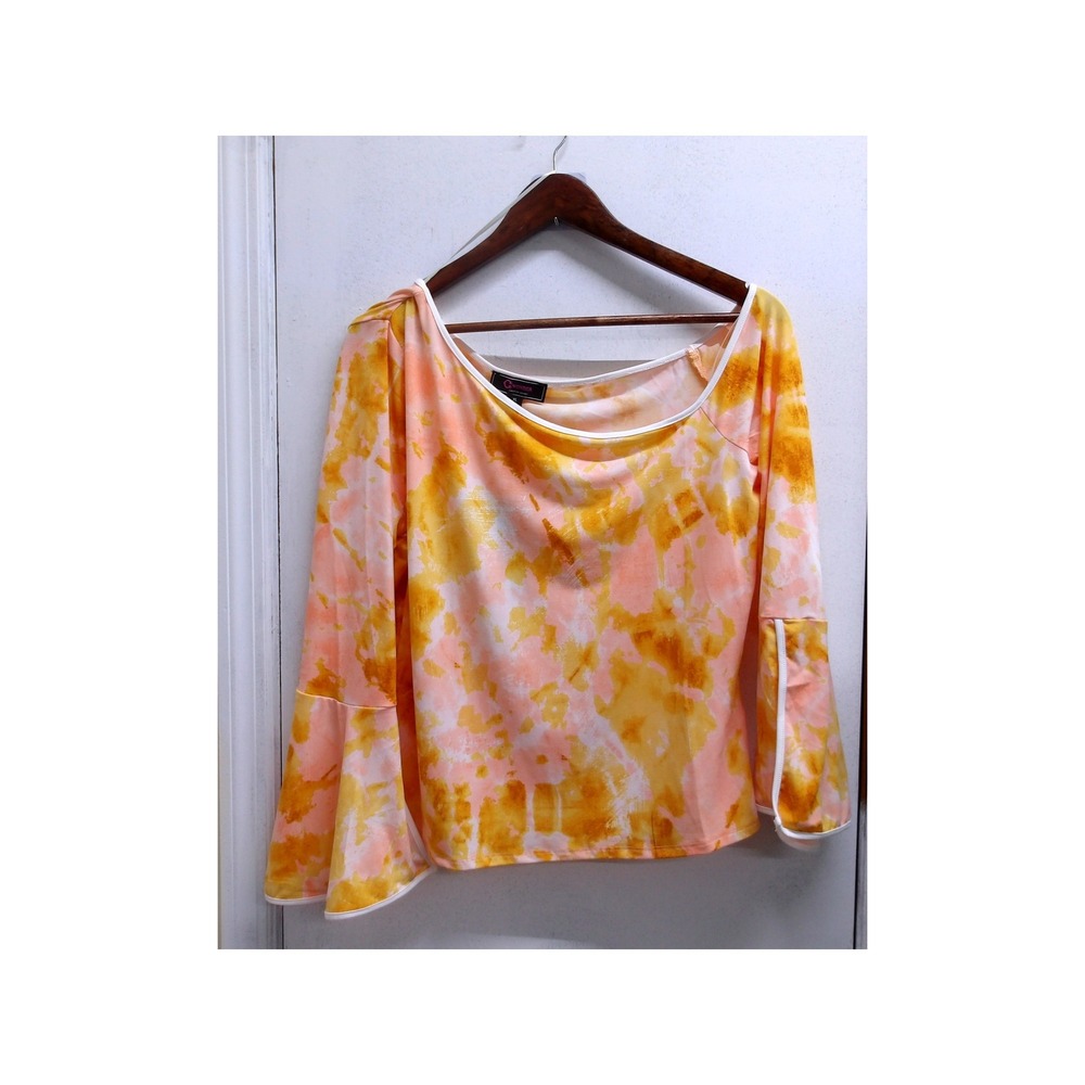 Wonder Christian Siriano Tie Dye Bell Sleeve Off Shoulder Top XL/ #26139